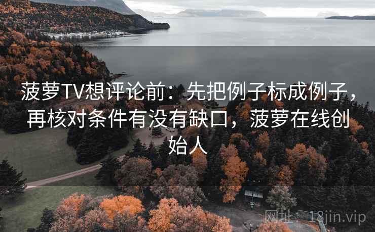 菠萝TV想评论前：先把例子标成例子，再核对条件有没有缺口，菠萝在线创始人