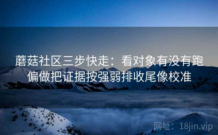 蘑菇社区三步快走：看对象有没有跑偏做把证据按强弱排收尾像校准